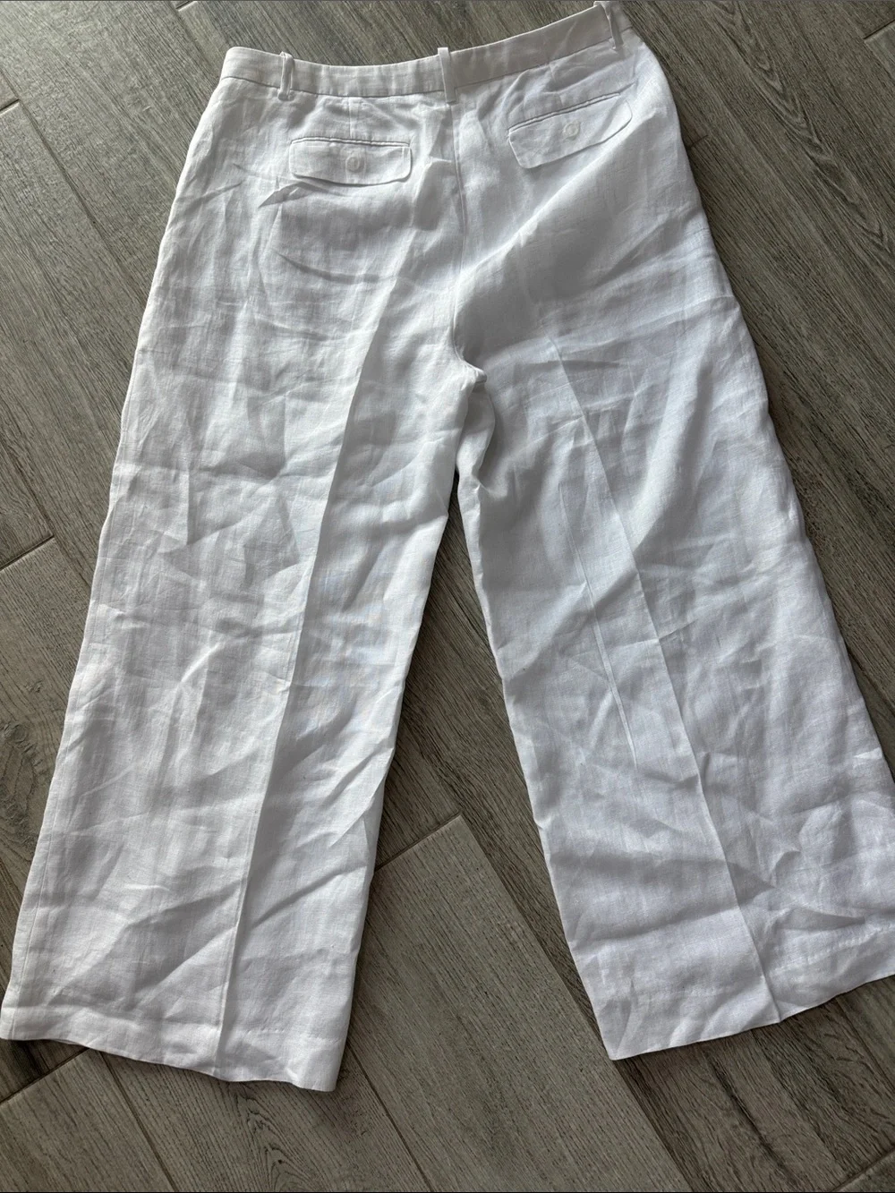 J. Crew Essential Wide-Leg 100% Linen-Blend Pants in White